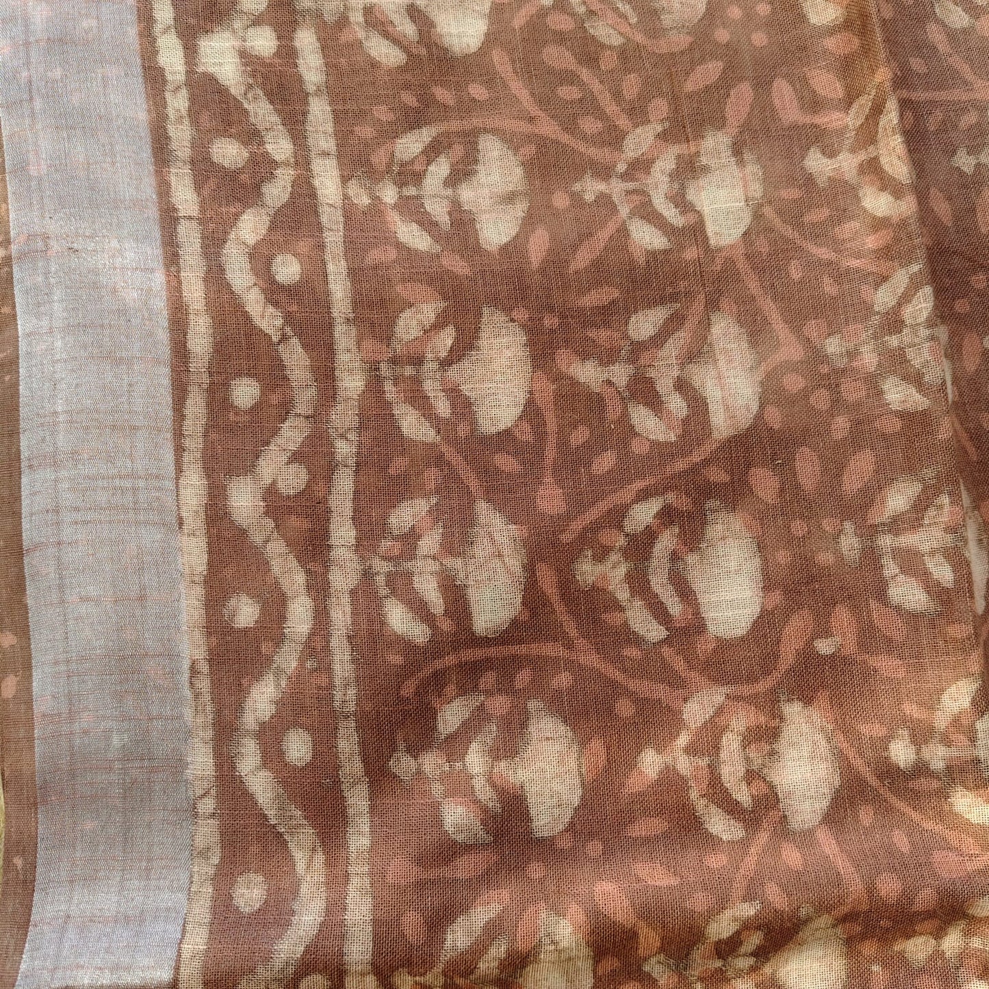 Linen Cotton, Dabu Print, Terracotta Brown