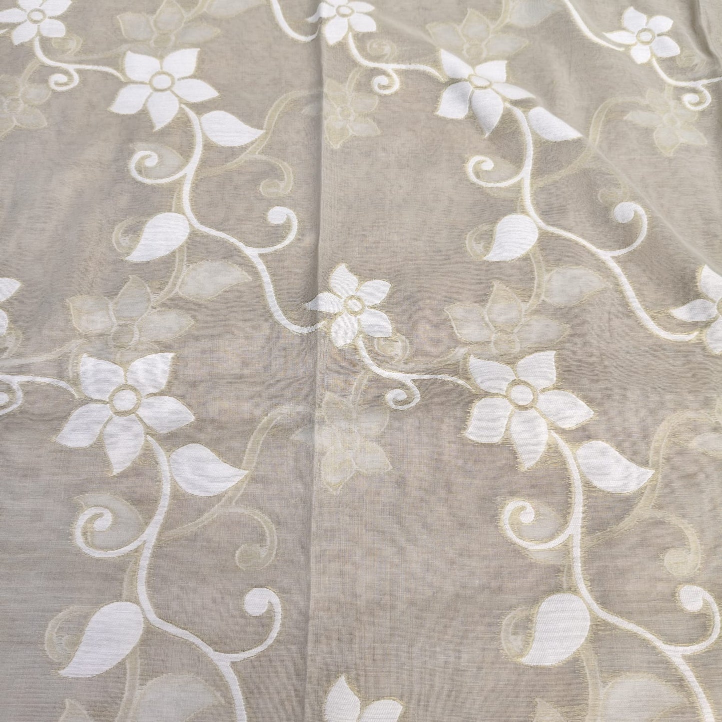 Muslin Cotton Jamdani - Grey White