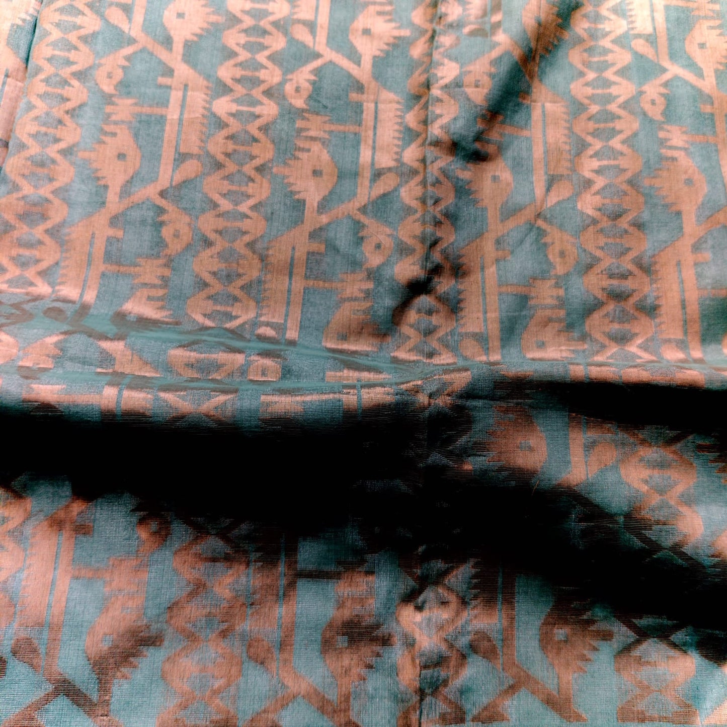 Tissue Linen Jamdani - Seafoam Green