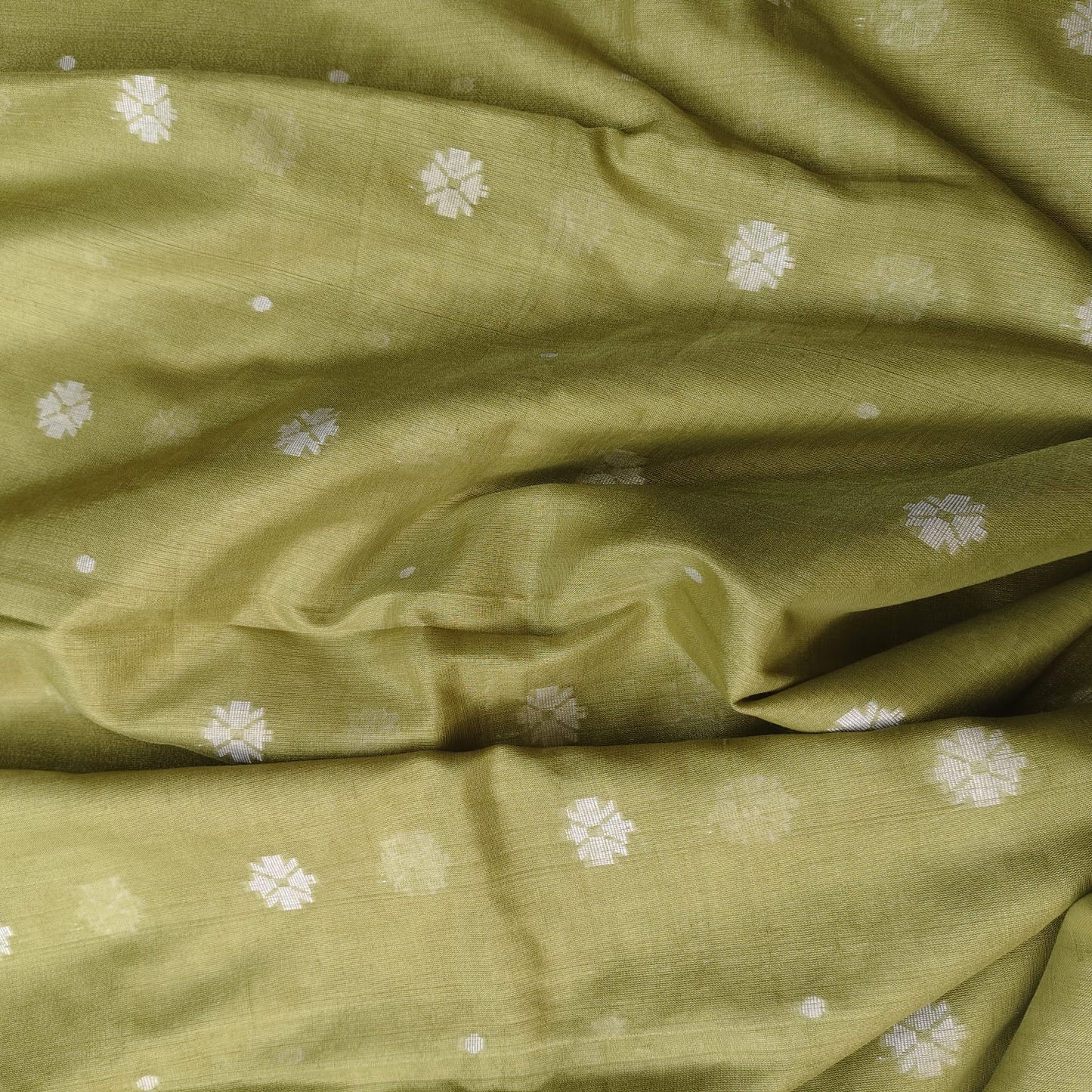 Handwoven Tissue Cotton Jamdani - Lime Green