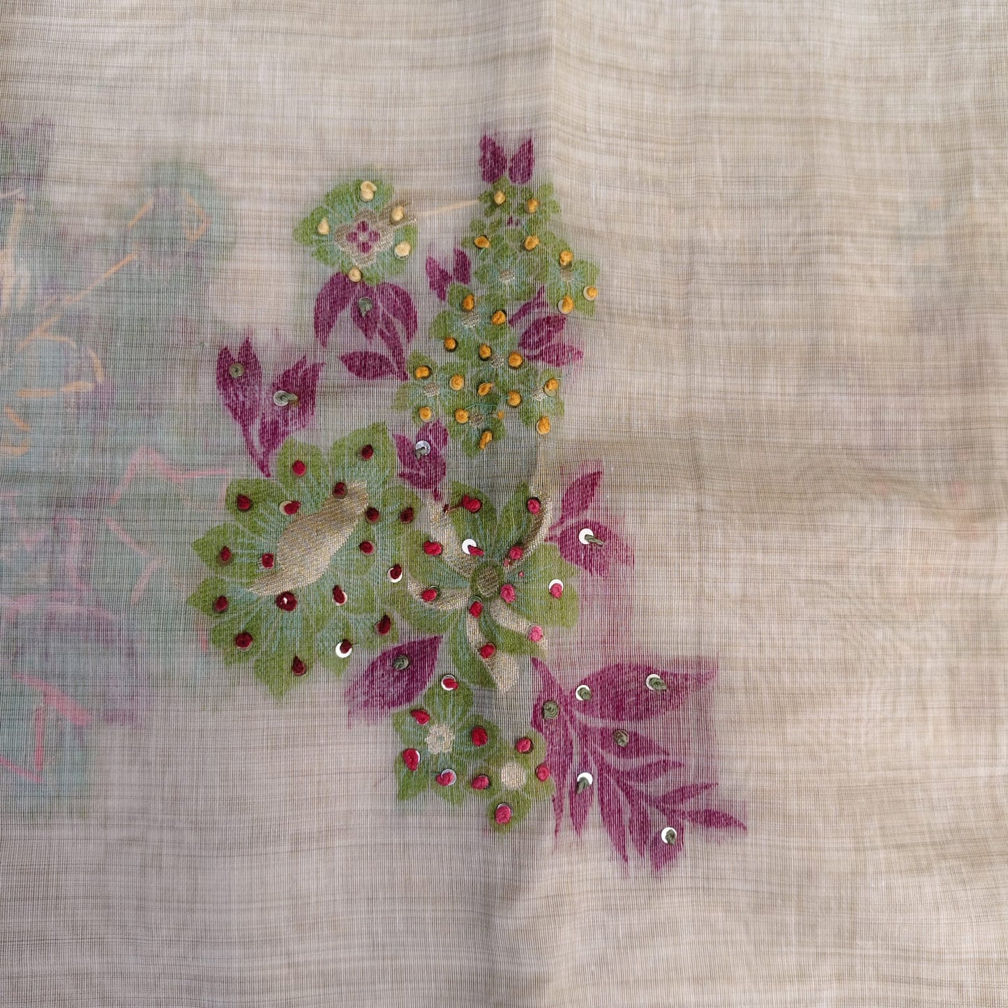 Munga Linen Jamdani Green