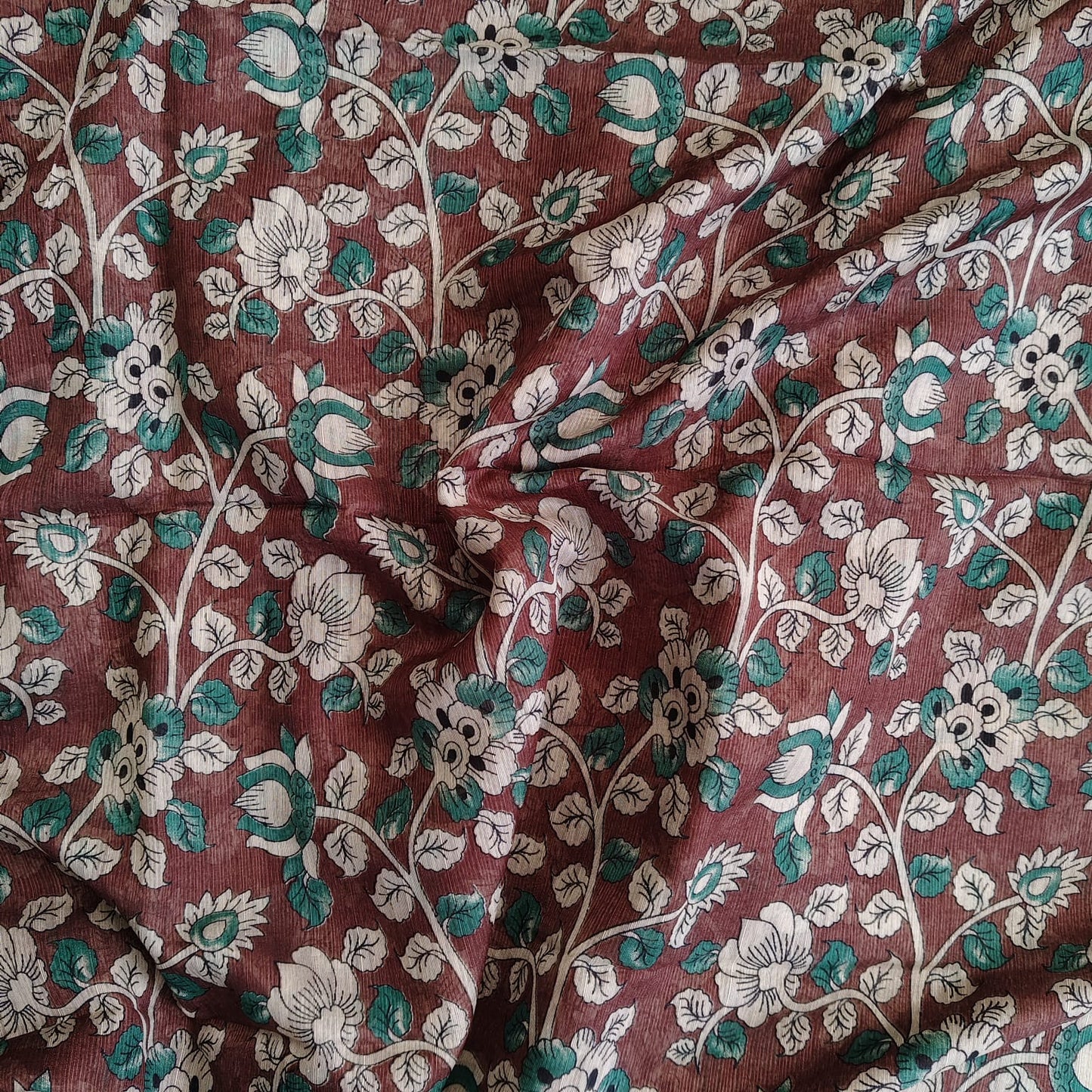 Jute Cotton Kalamkari-Brown