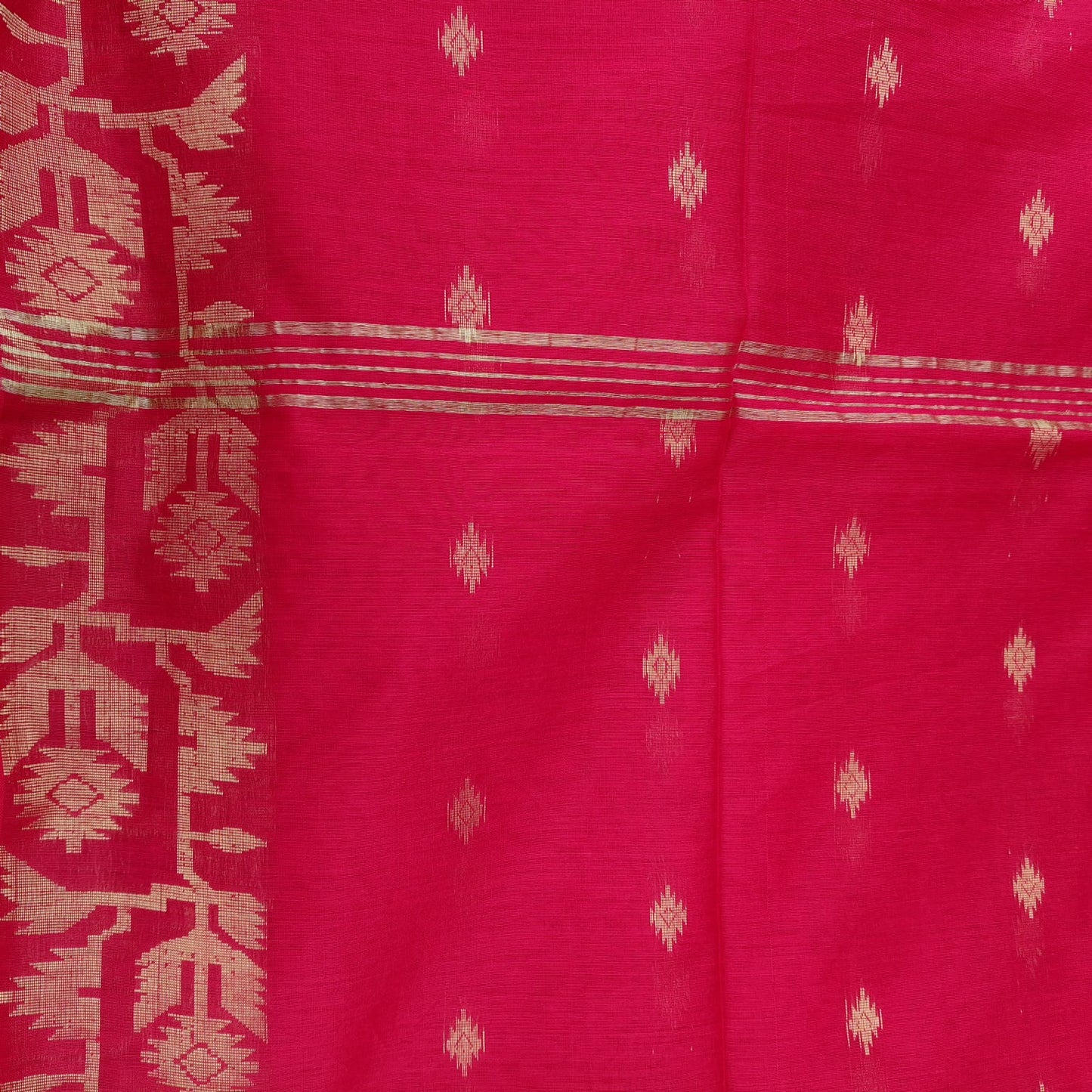 Handloom Cotton Jamdani -Red