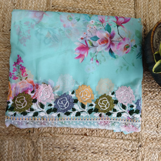 Sea Green Georgette Embroidery