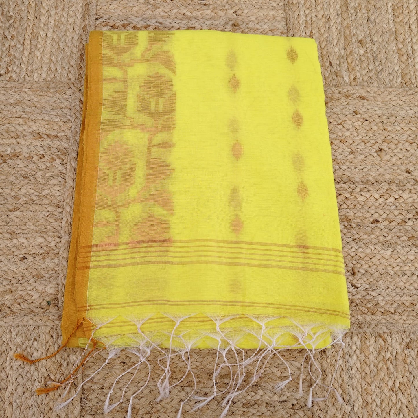 Handloom Cotton Jamdani -Yellow