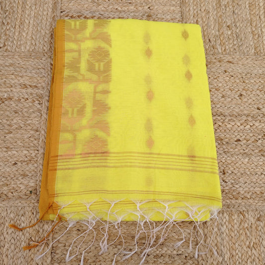 Handloom Cotton Jamdani -Yellow