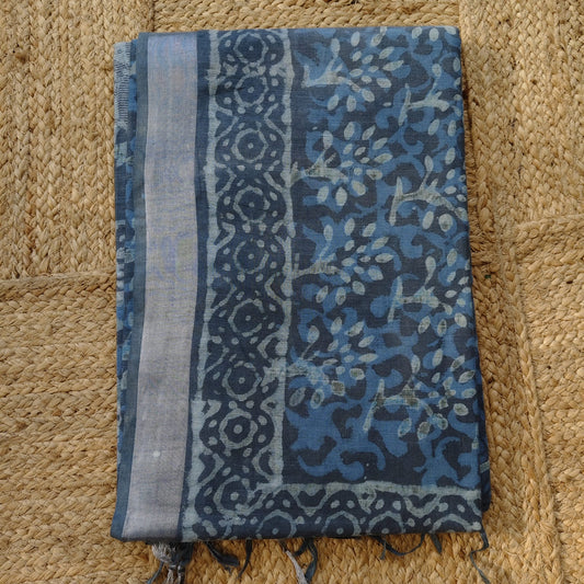 Linen Cotton, Dabu Print, Grey