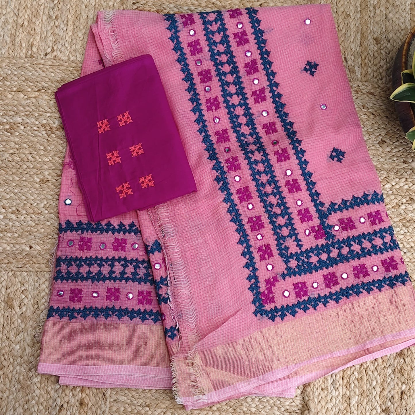 Pink Resham Kota Kutchh Work