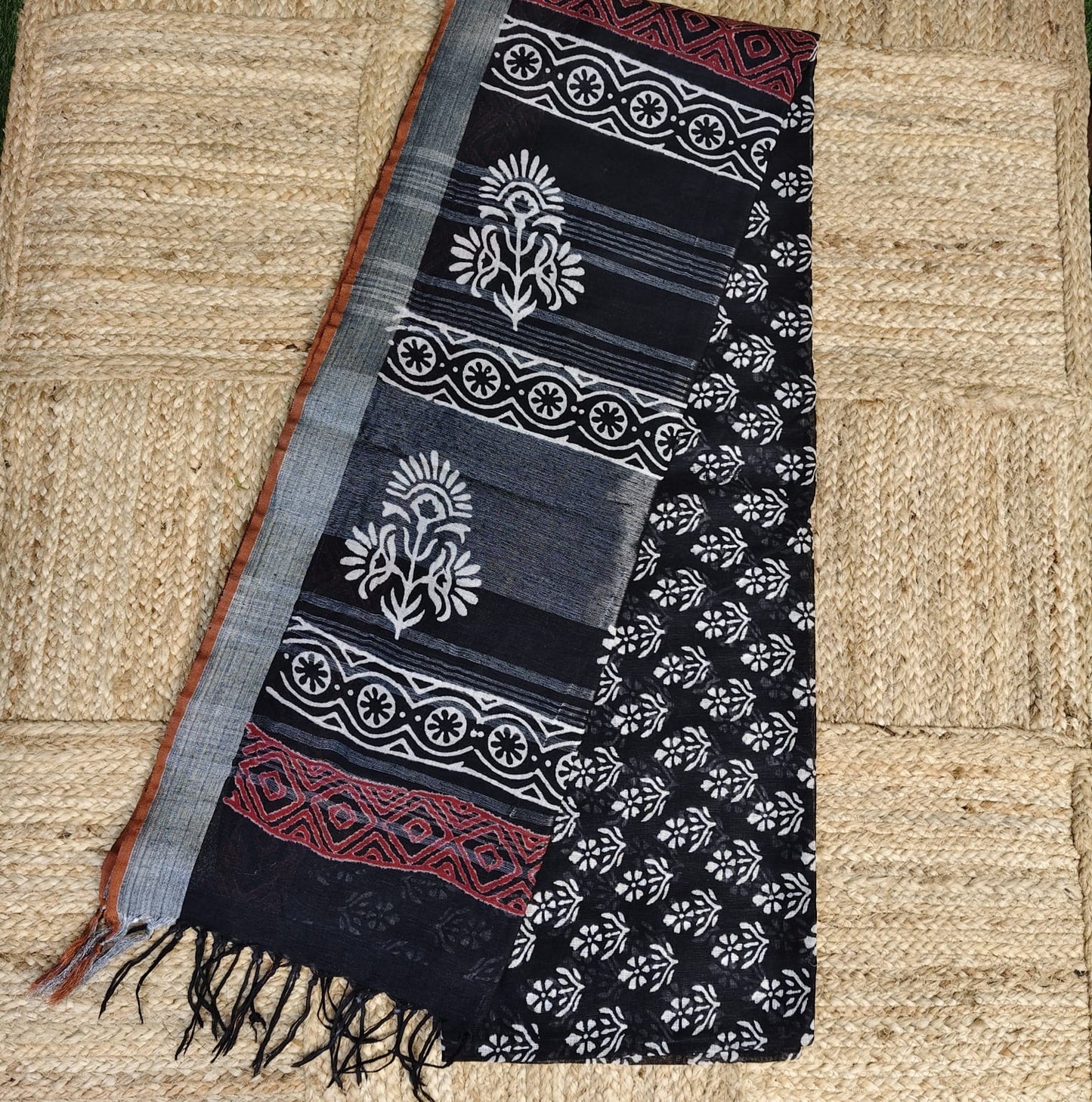 Black Block Print, Cotton Linen 03