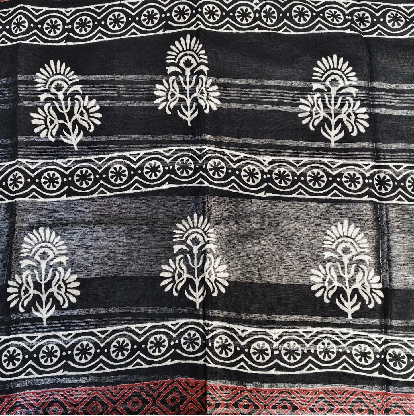 Black Block Print, Cotton Linen 03