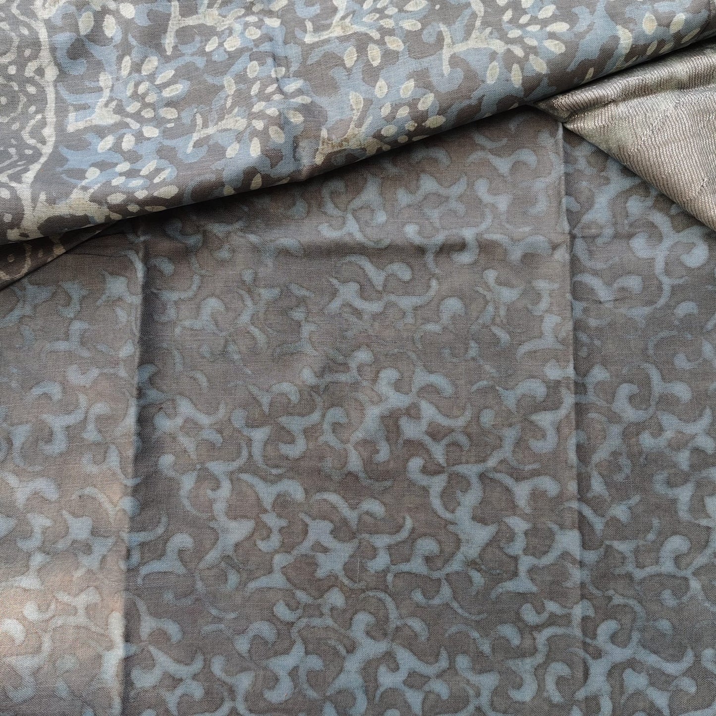 Linen Cotton, Dabu Print, Grey