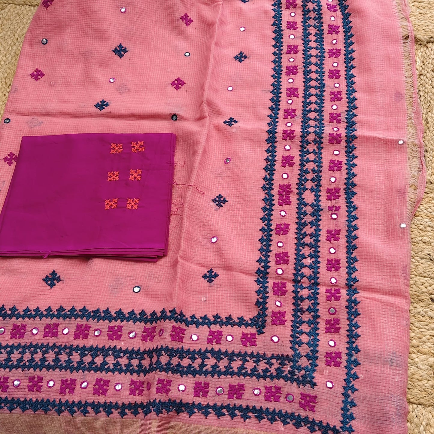 Pink Resham Kota Kutchh Work