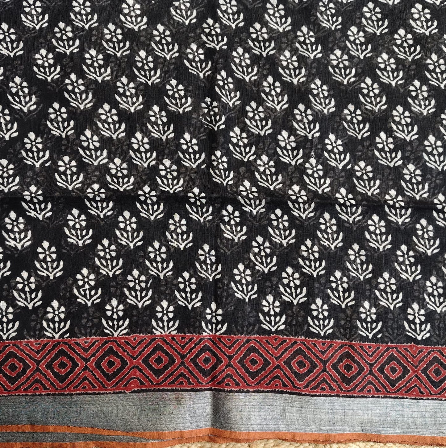 Black Block Print, Cotton Linen 03