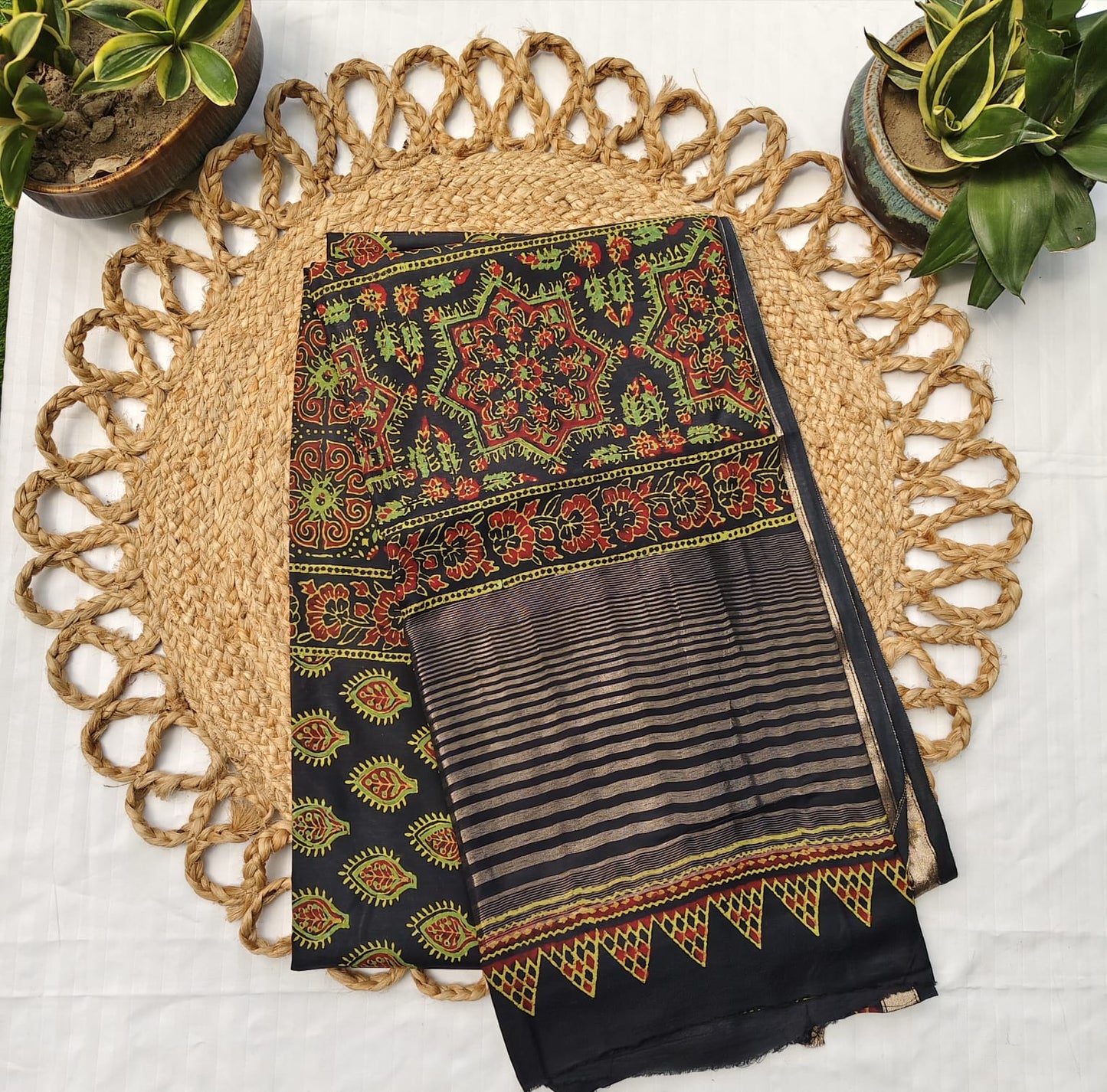 Ajrakh Block Print, Black