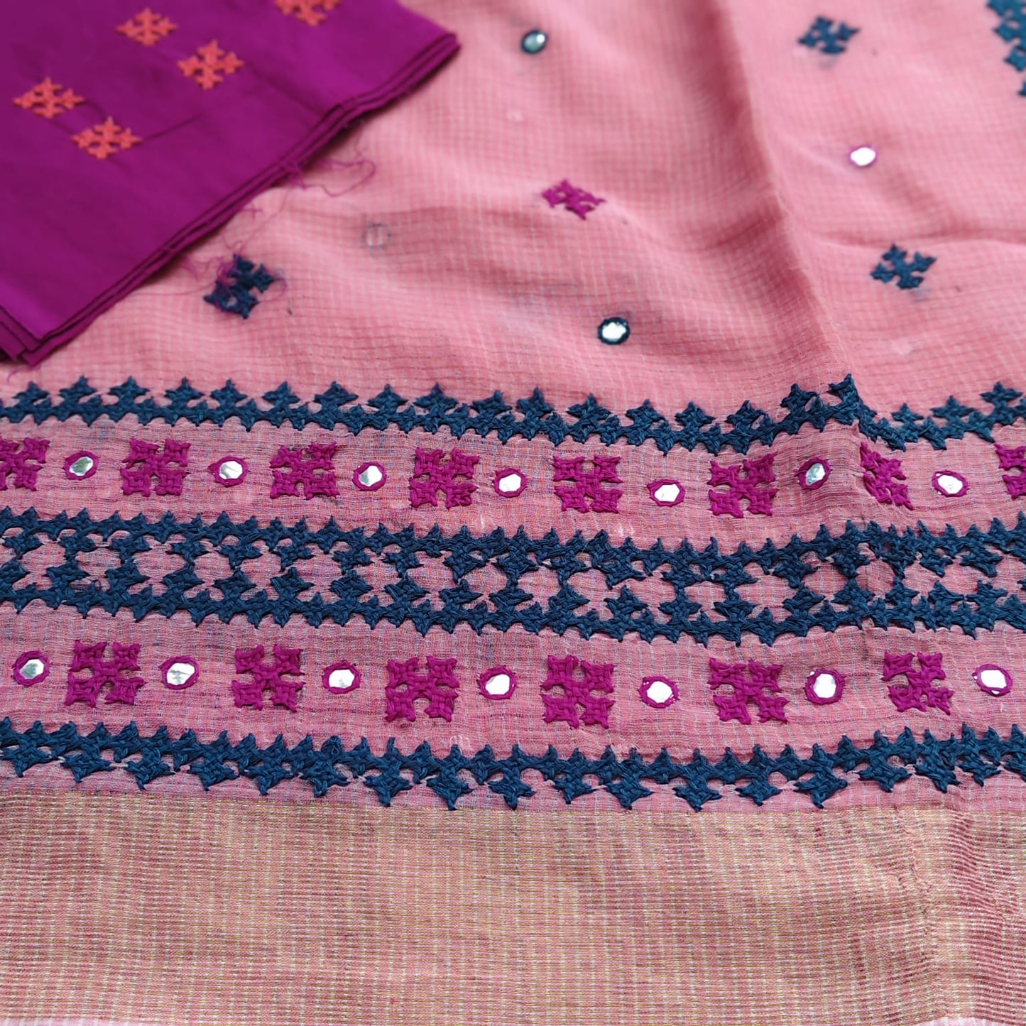 Pink Resham Kota Kutchh Work