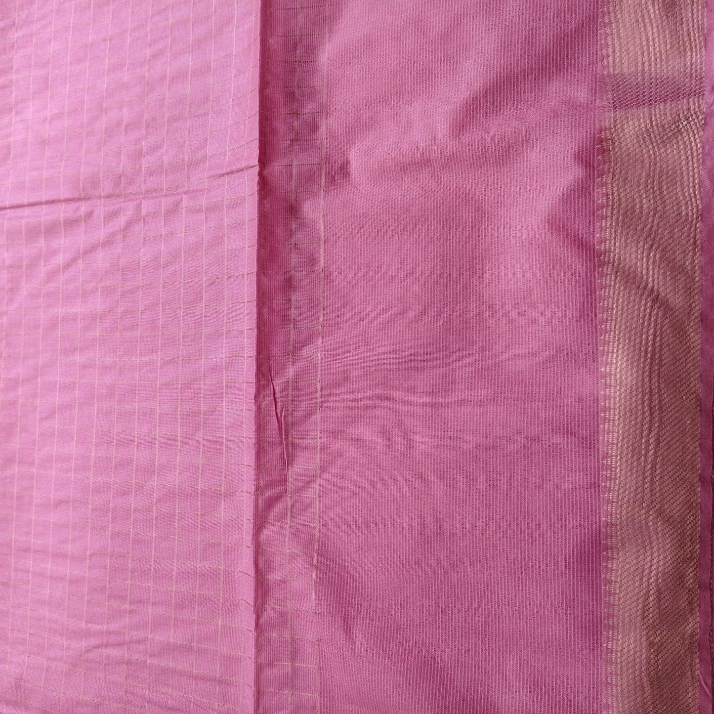 Maheshwari Silk- Zari Checks, Onion Pink