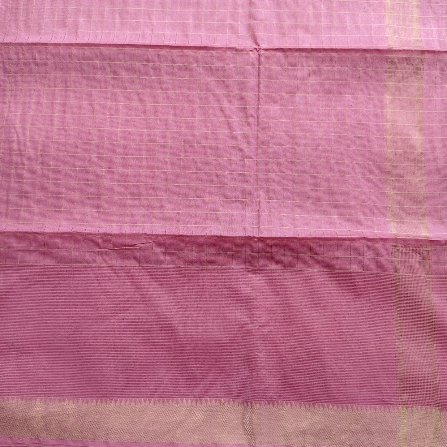 Maheshwari Silk- Zari Checks, Onion Pink