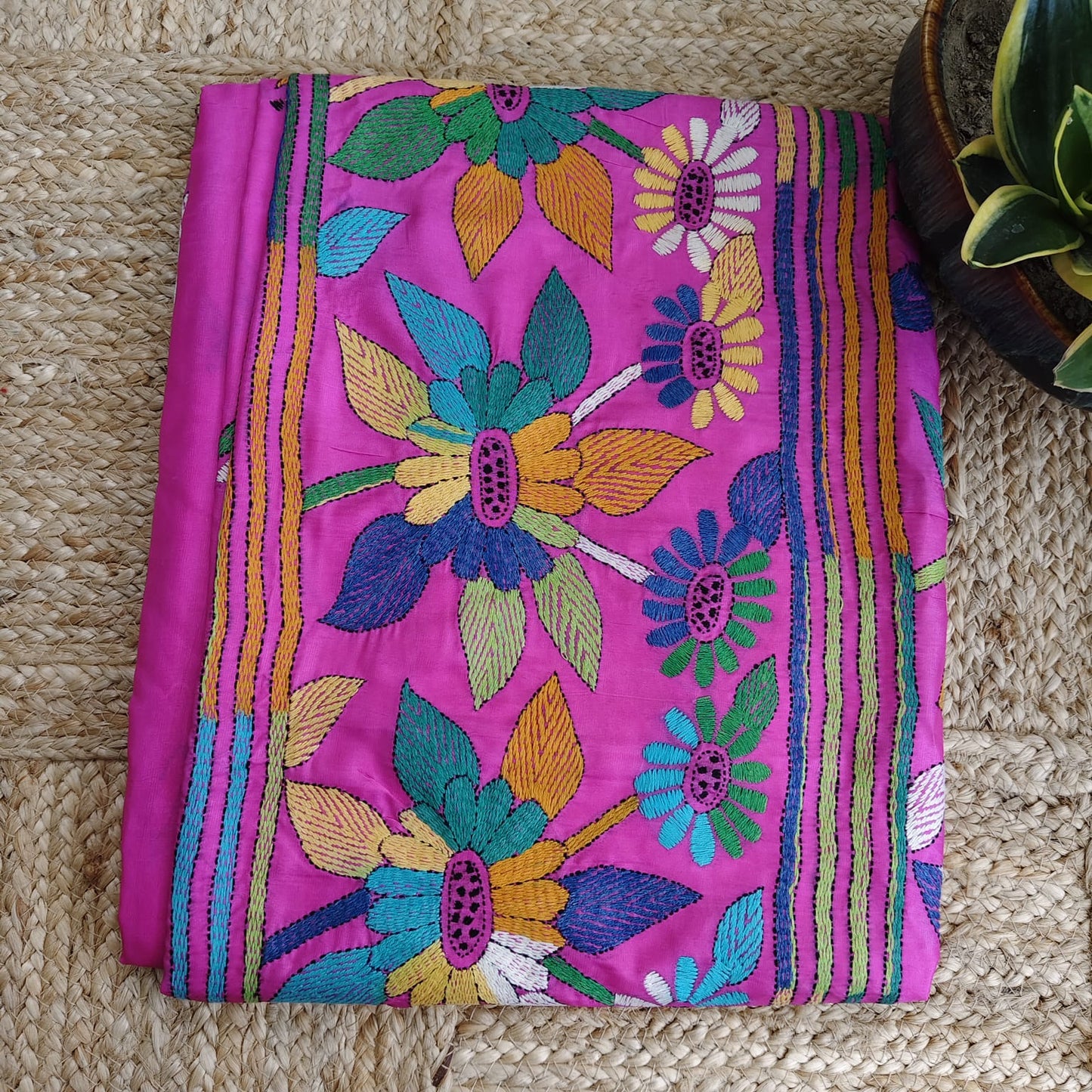 Kantha Stitch- Fuschia