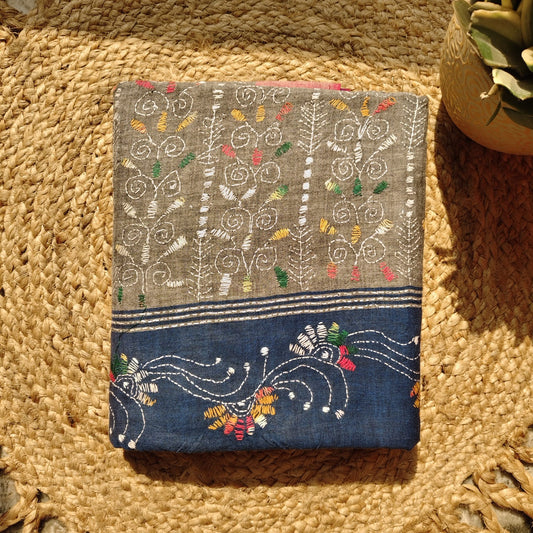 Pure Cotton Kantha -Navy Blue