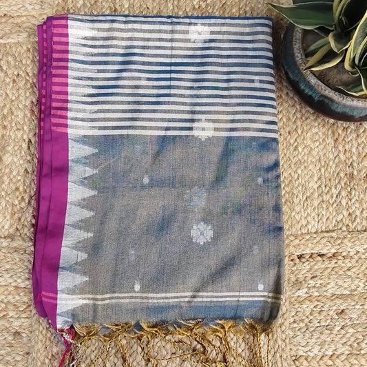 Handwoven Tissue Cotton Jamdani - Gray