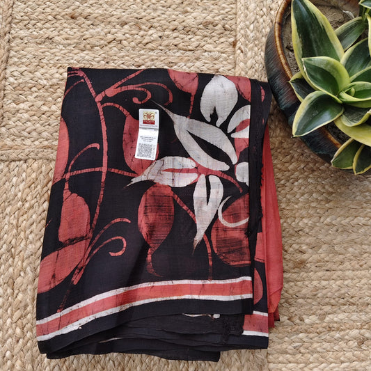 Pure Silk Hand Batik- Rust