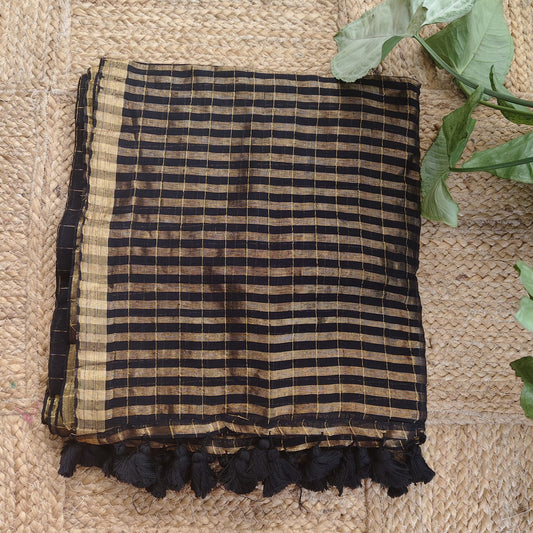 Mul cotton -Black Gold Stripes