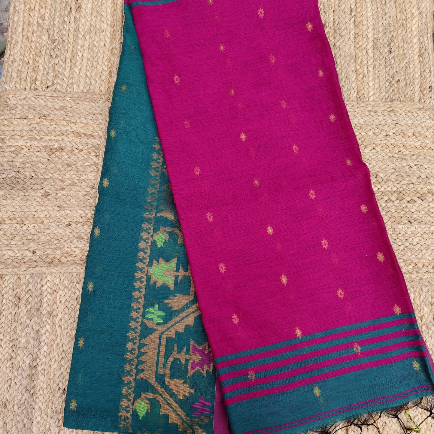 Handloom Cotton Silk -Rama Green