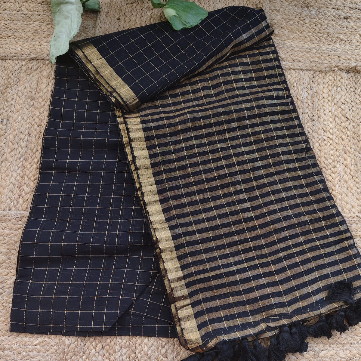 Mul cotton -Black Gold Stripes