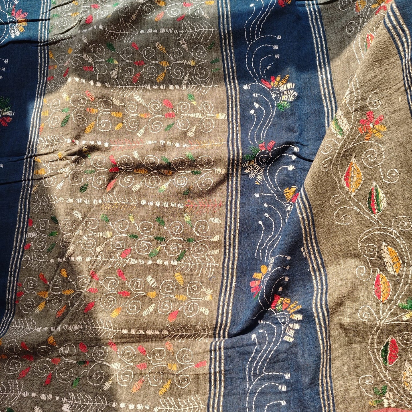 Pure Cotton Kantha -Navy Blue