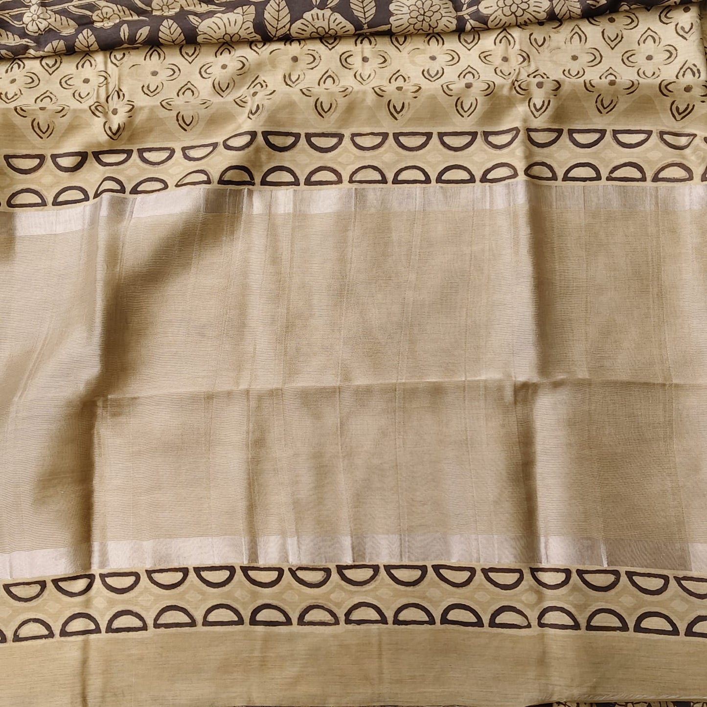 Block Printed Chanderi Silk-Green