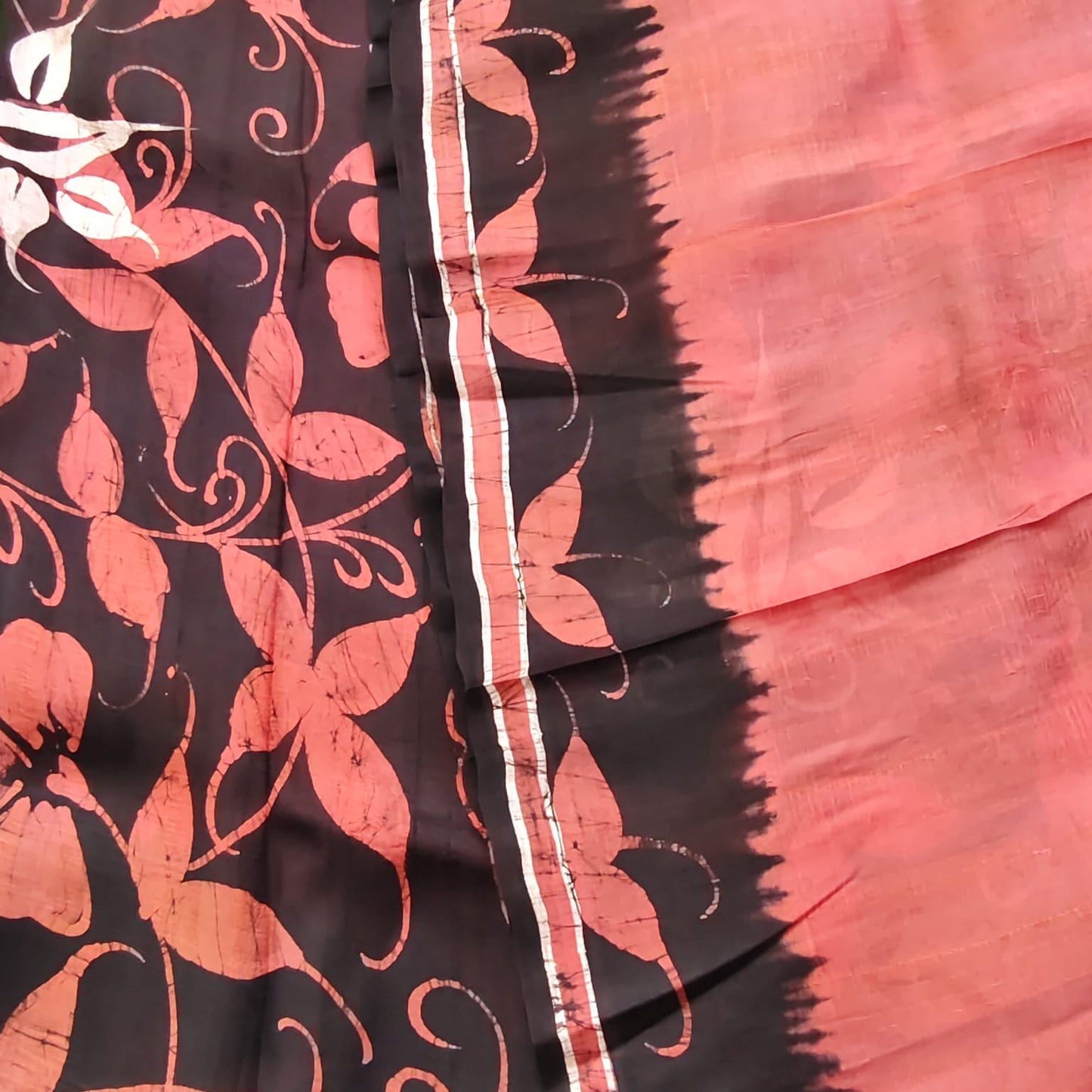 Pure Silk Hand Batik- Rust