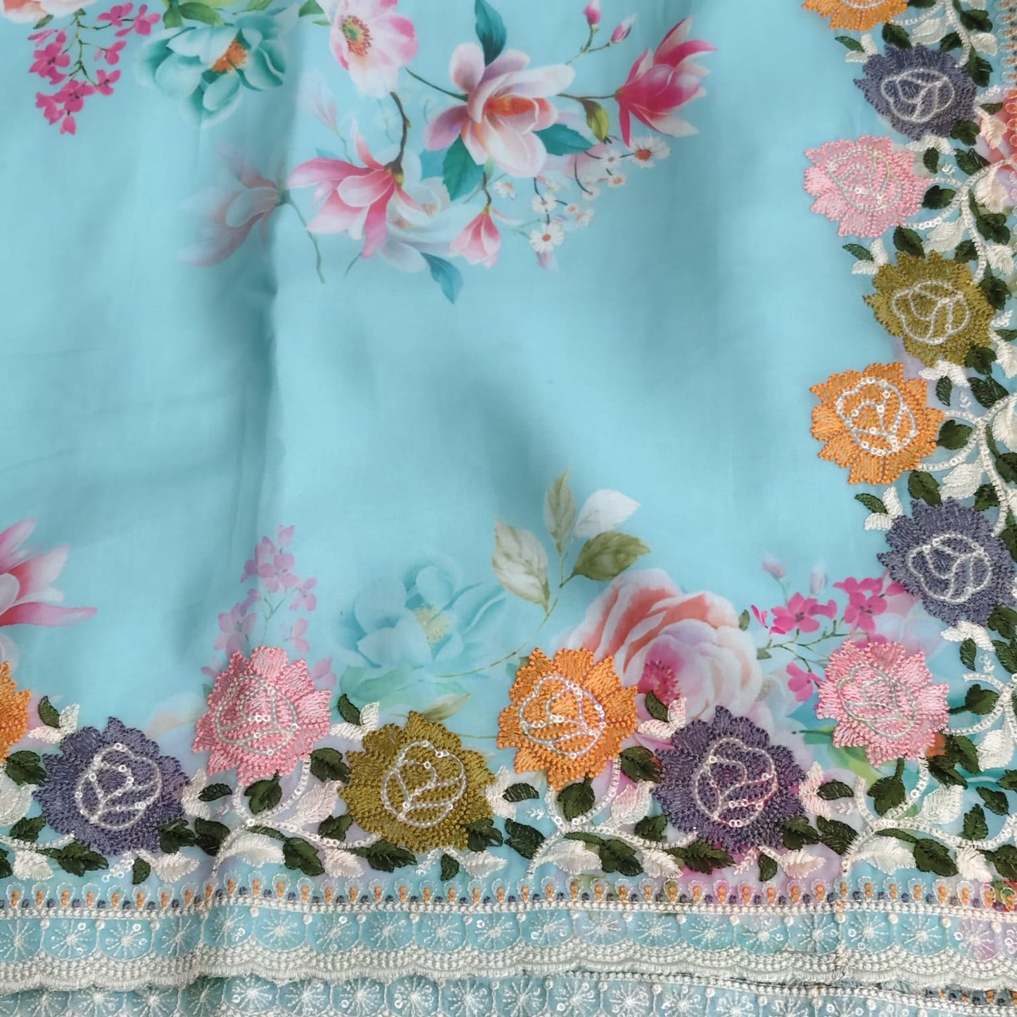 Firozi Georgette Embroidery