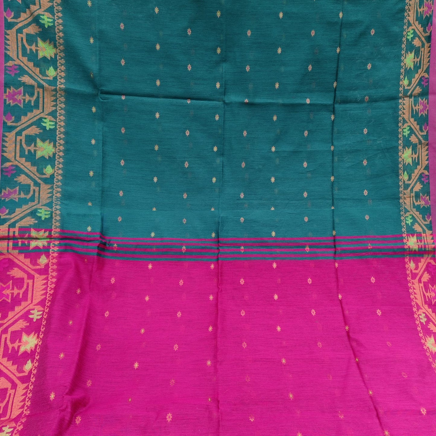 Handloom Cotton Silk -Rama Green