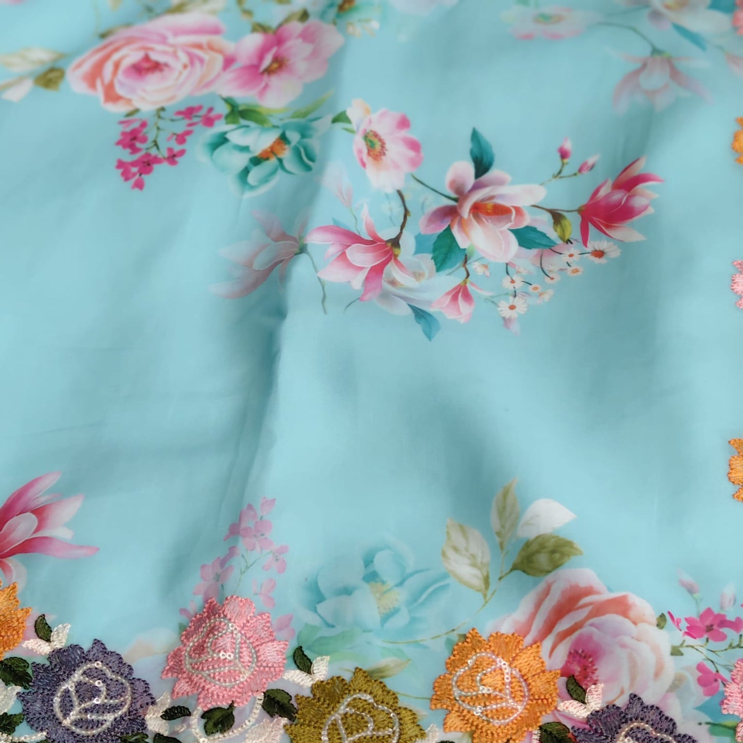 Firozi Georgette Embroidery