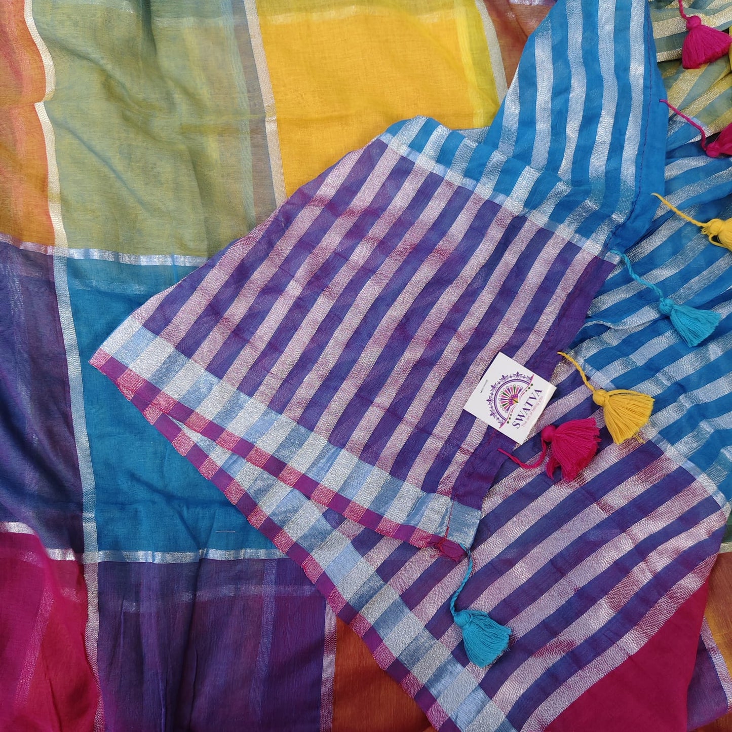 Mull cotton box check, Multi coloured-02