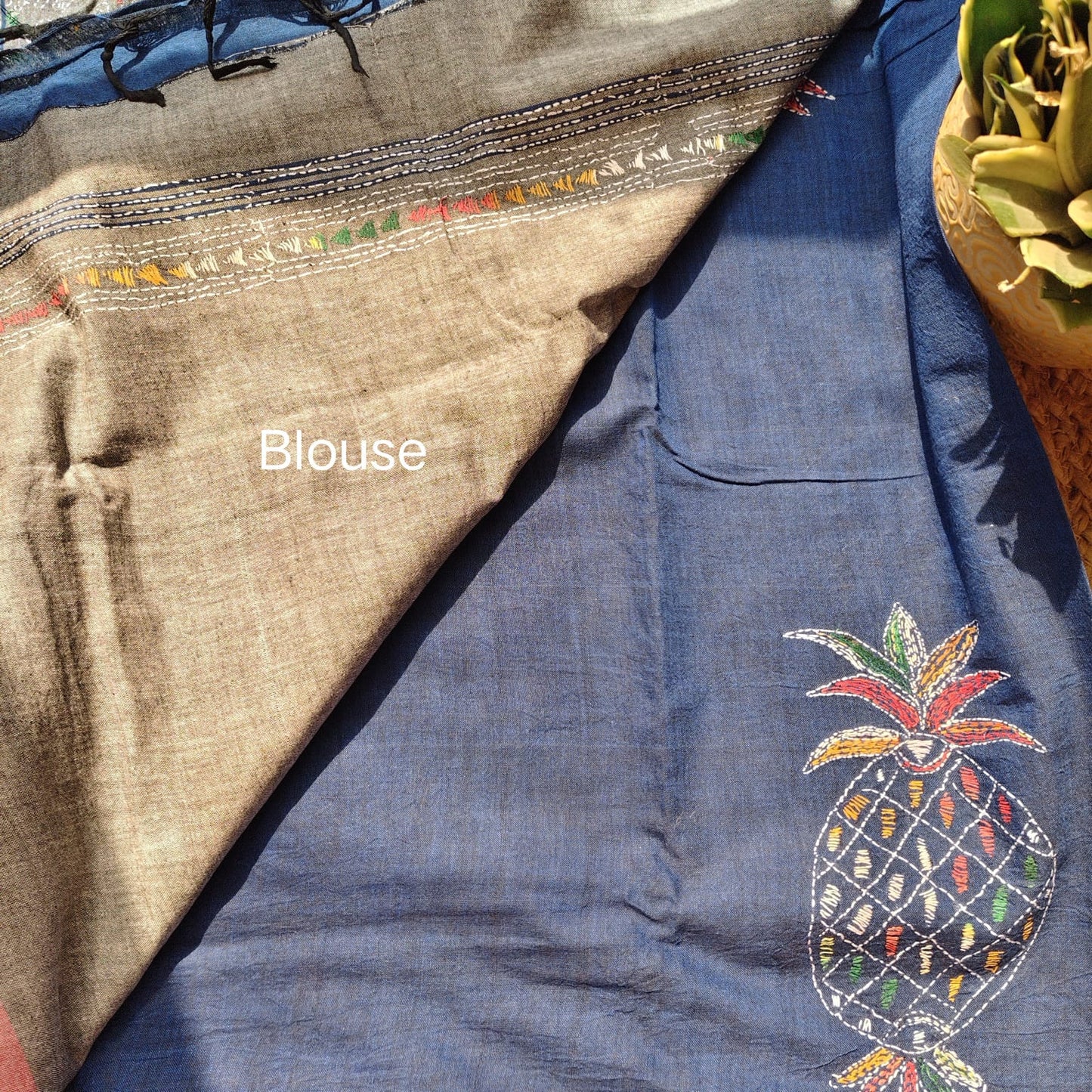 Pure Cotton Kantha -Navy Blue