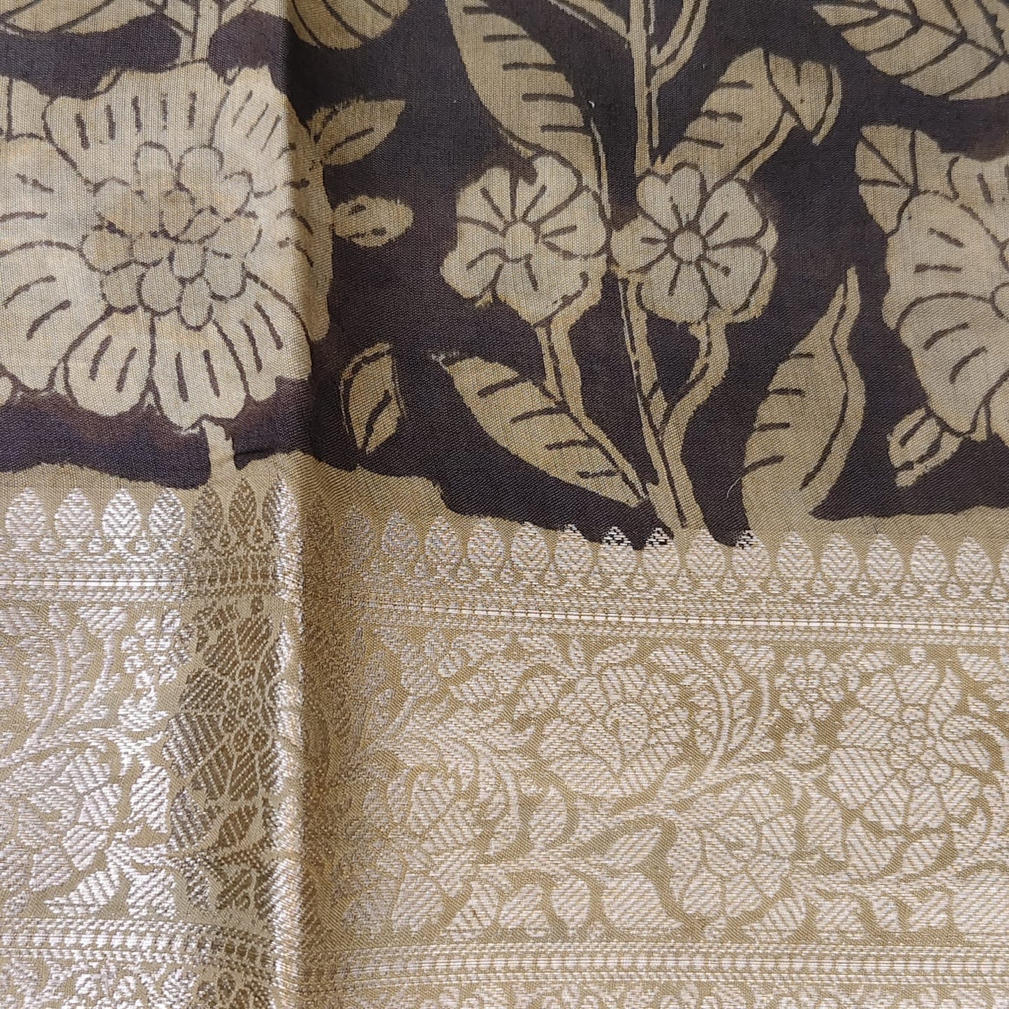 Block Printed Chanderi Silk-Green