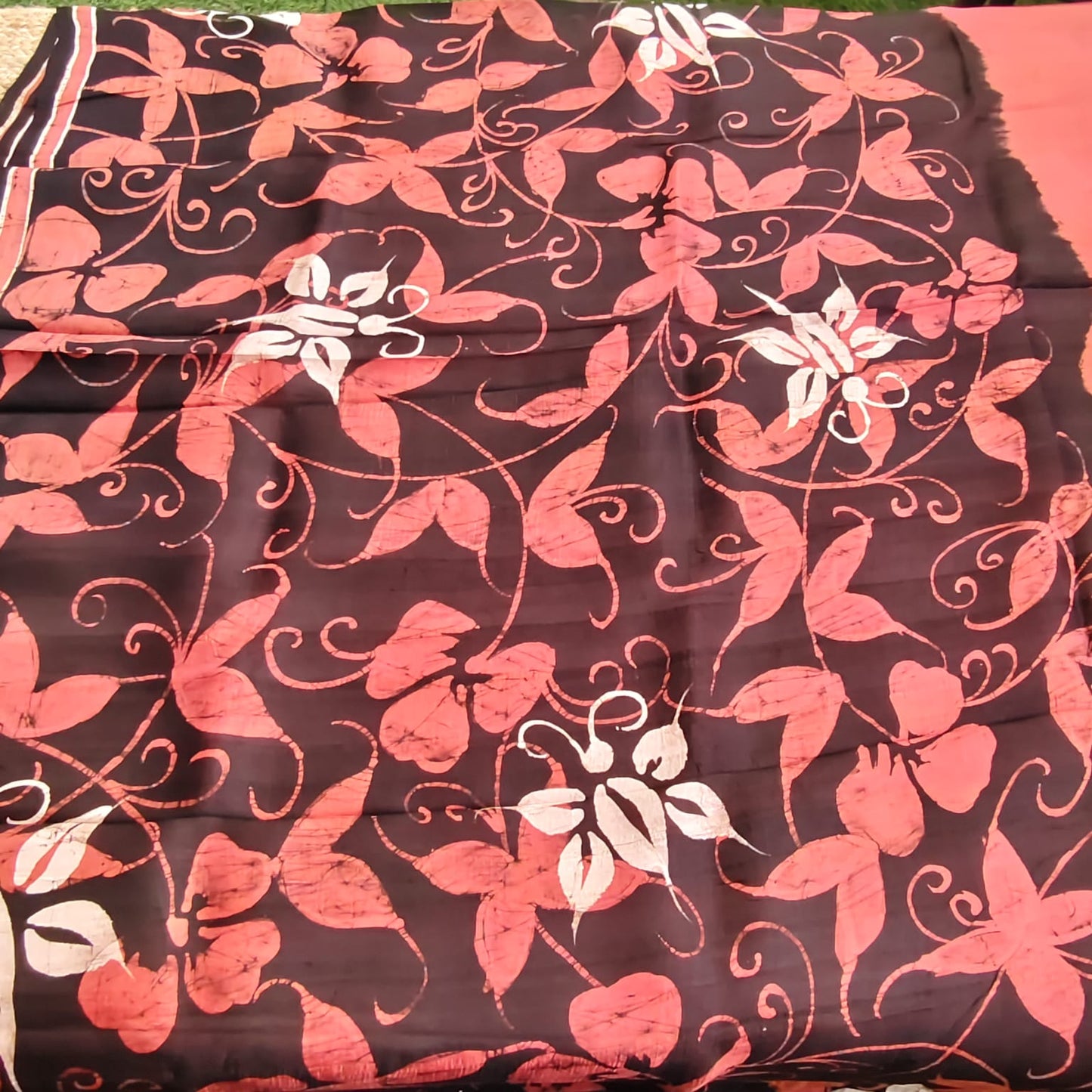 Pure Silk Hand Batik- Rust