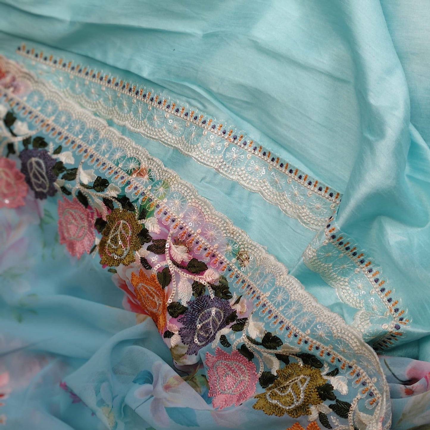 Firozi Georgette Embroidery