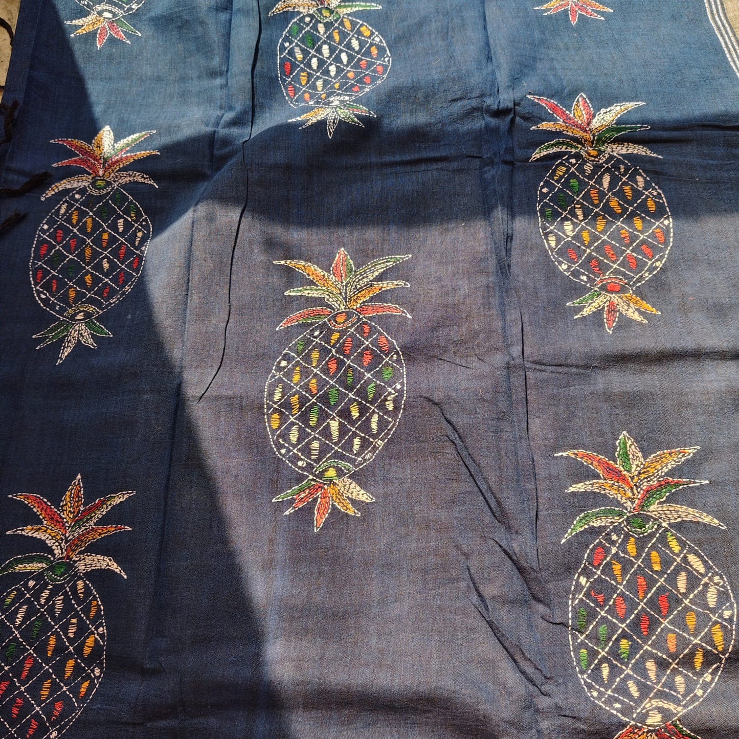 Pure Cotton Kantha -Navy Blue