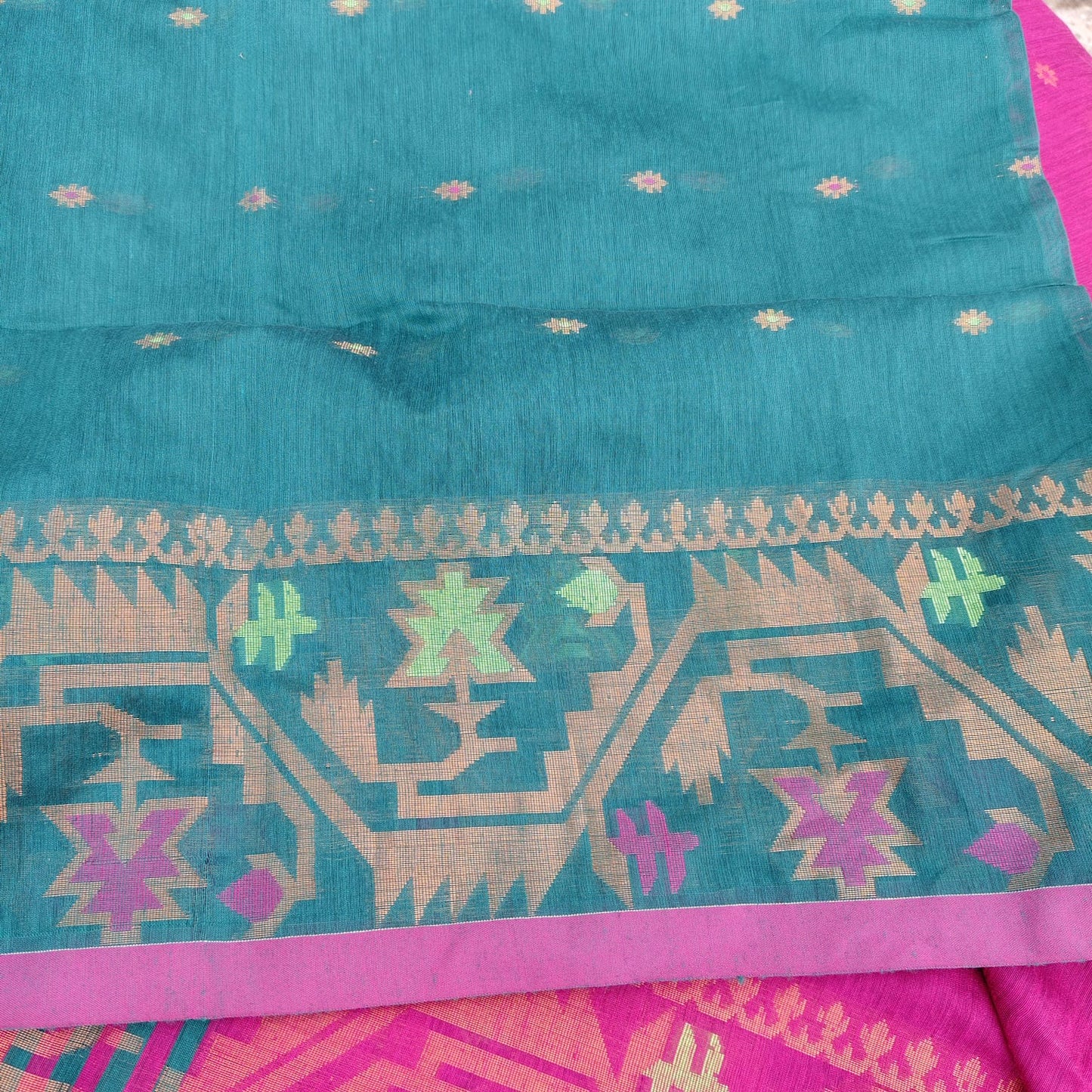 Handloom Cotton Silk -Rama Green