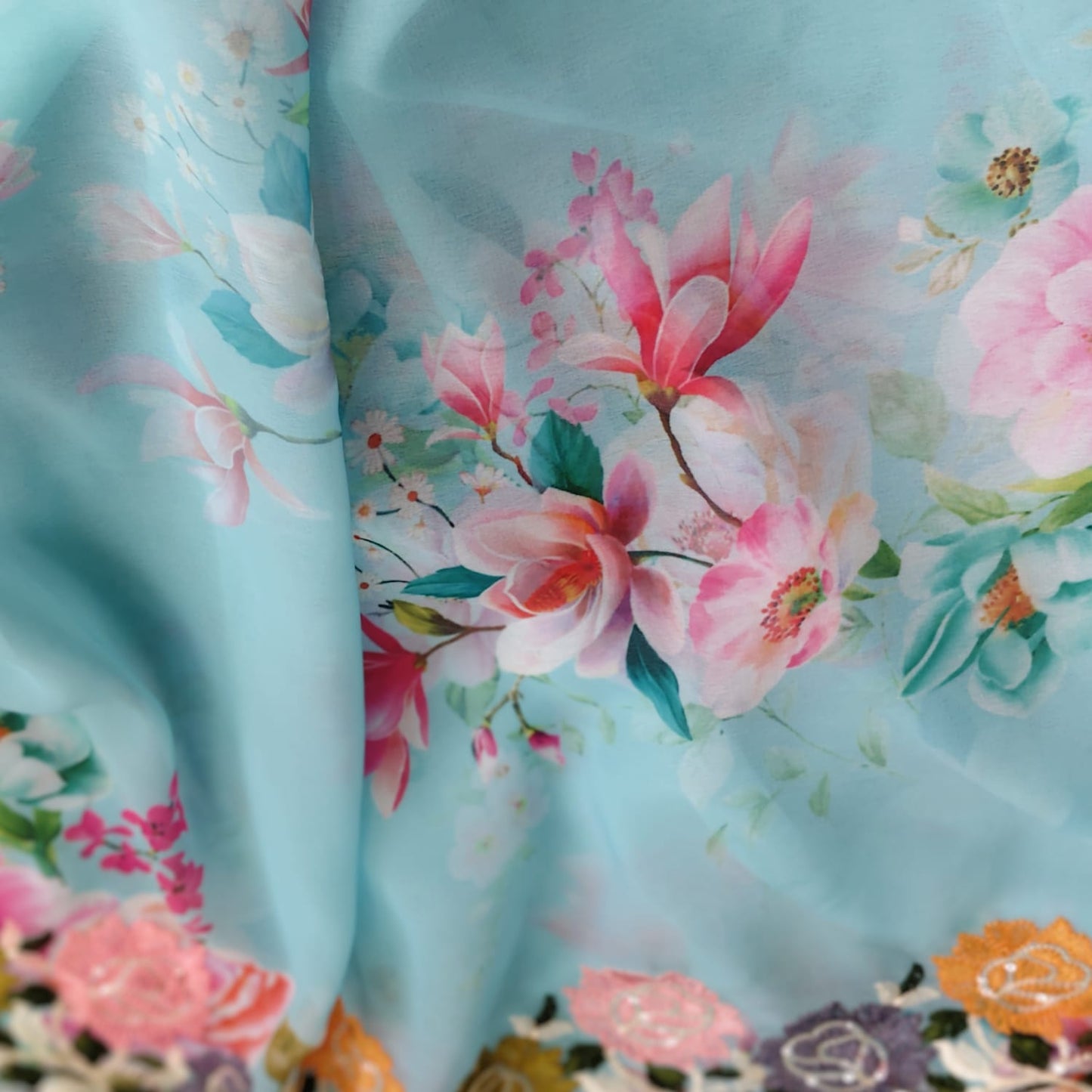 Firozi Georgette Embroidery