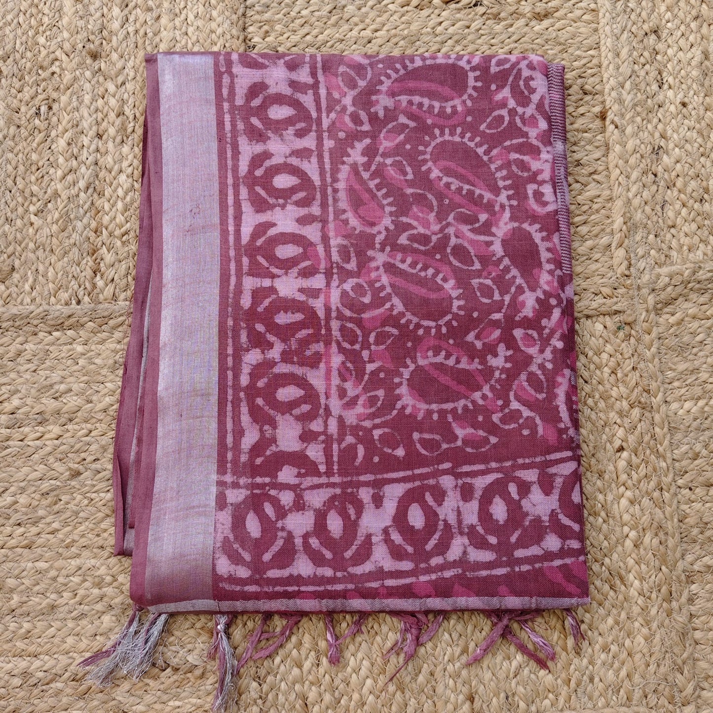 Linen Cotton, Dabu Print, Dusty Rose
