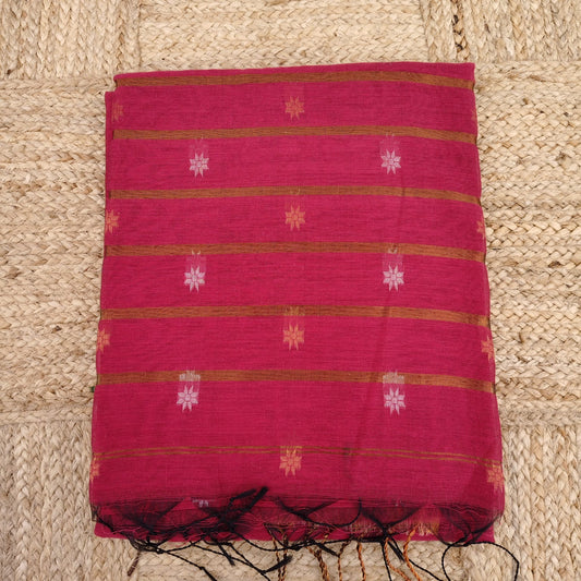 Handloom Cotton Silk -Brick Red