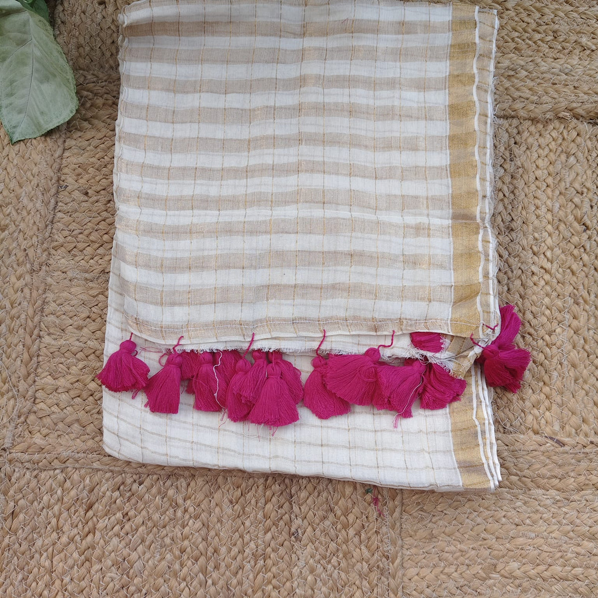 Mul Cotton -Biege Gold Stripes