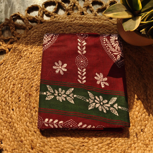 Pure Cotton Kantha -Maroon