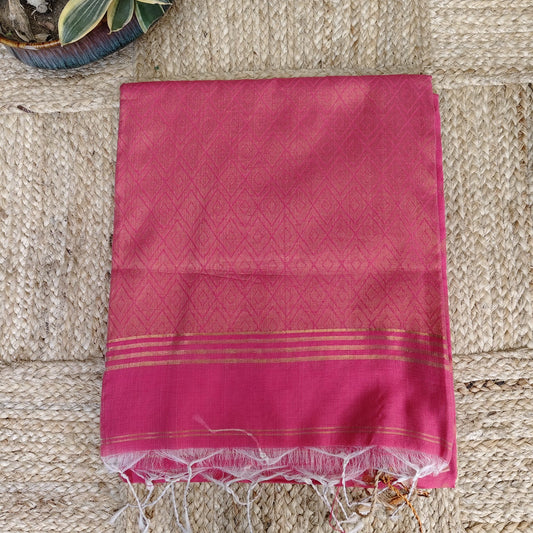 Cotton Silk Banarasi - Rose Pink