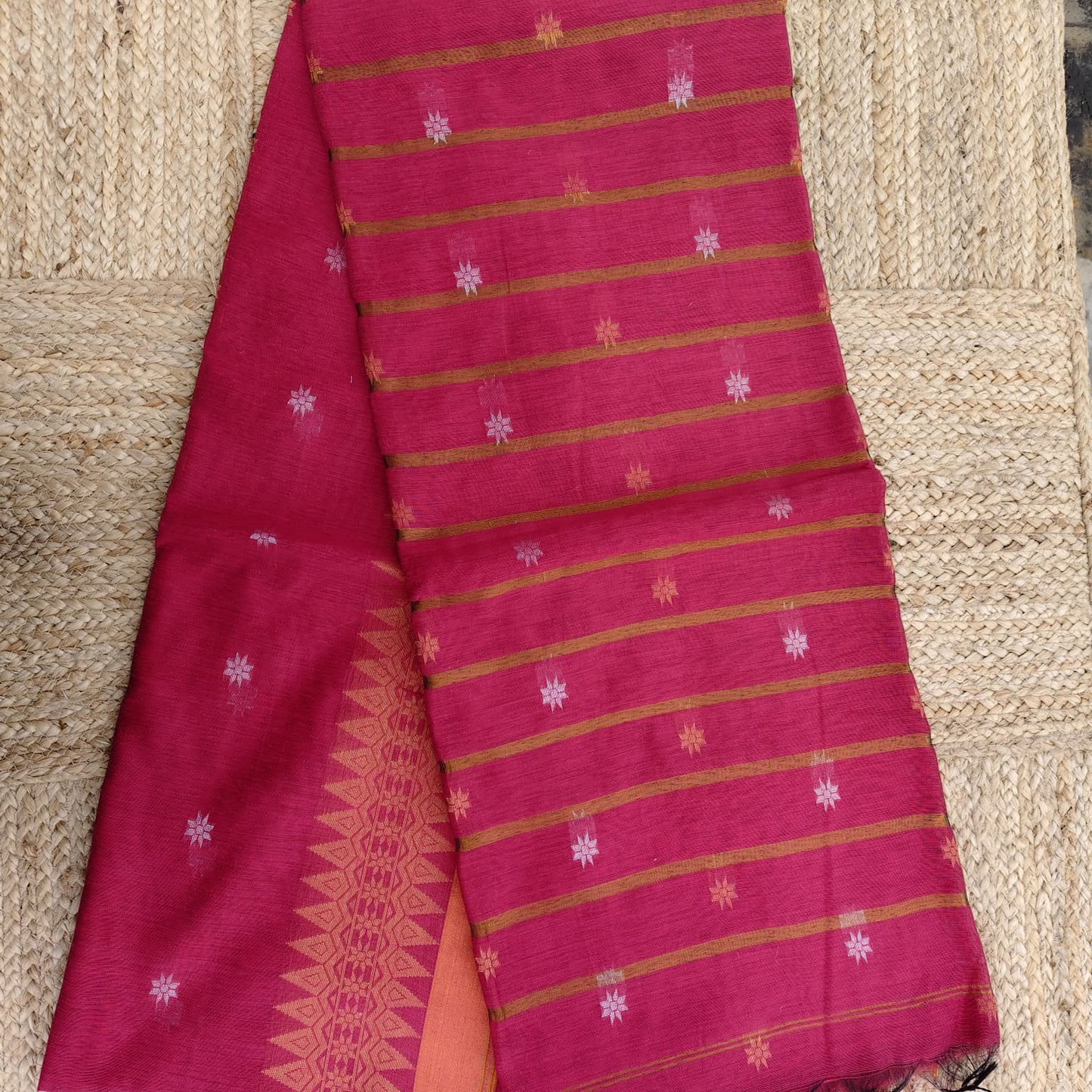 Handloom Cotton Silk -Brick Red