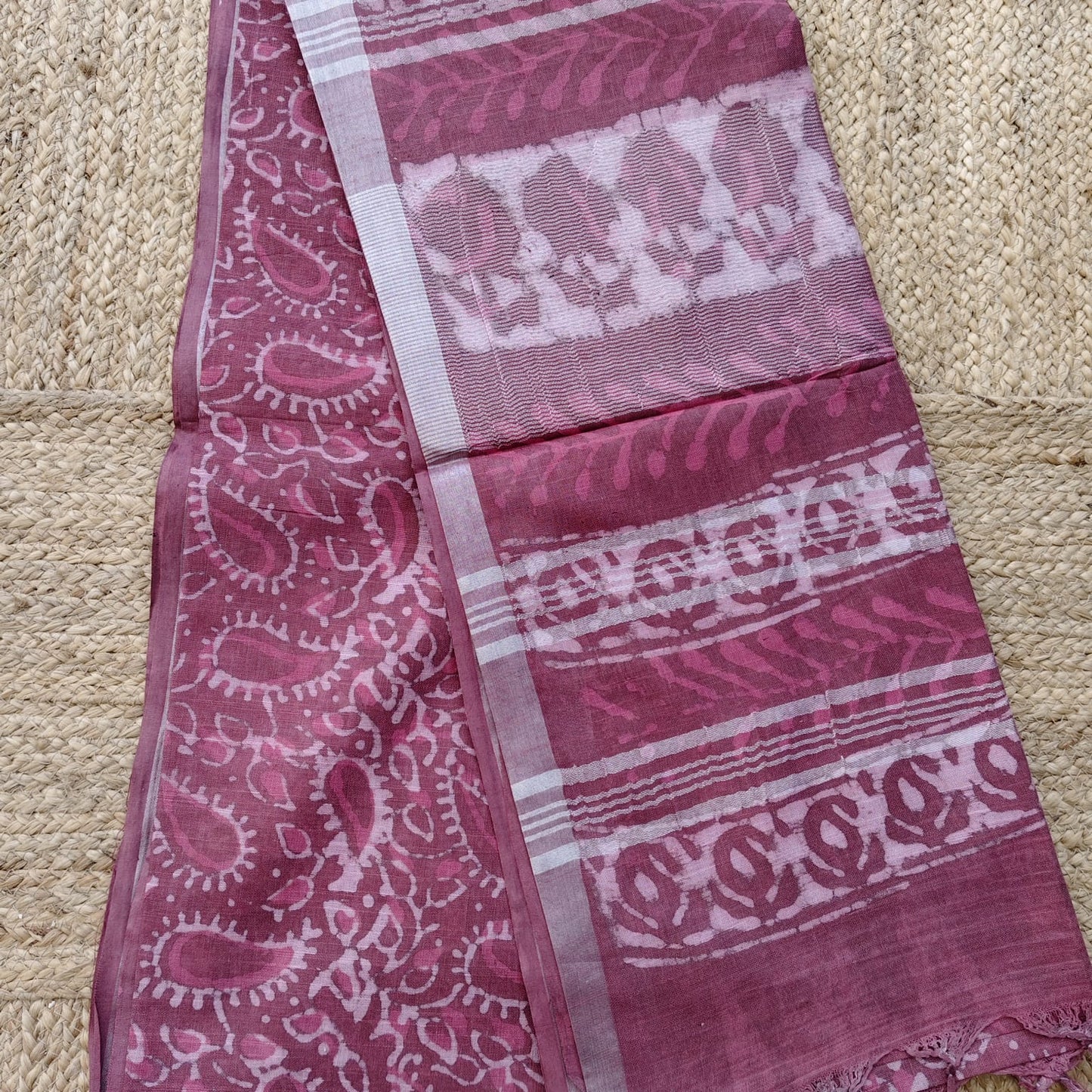 Linen Cotton, Dabu Print, Dusty Rose