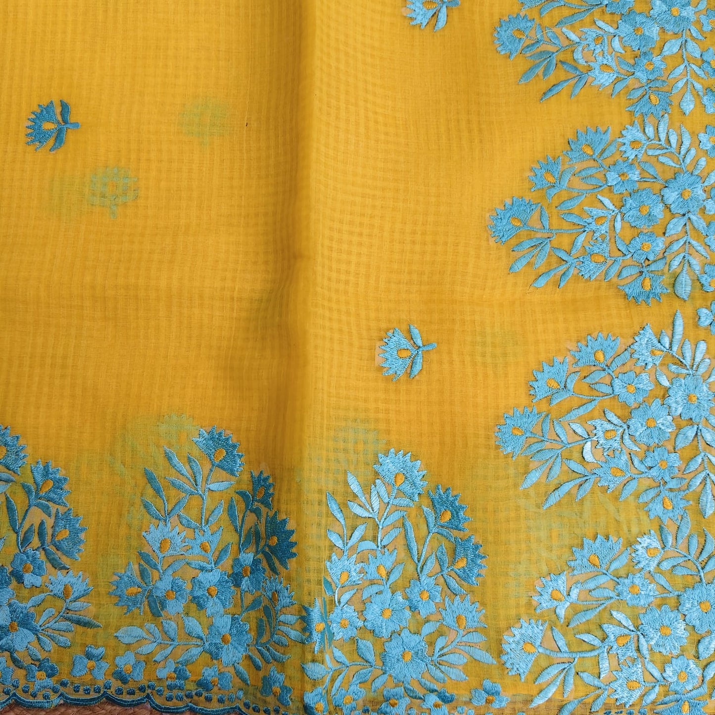 Yellow Parsi Work Resham Kota